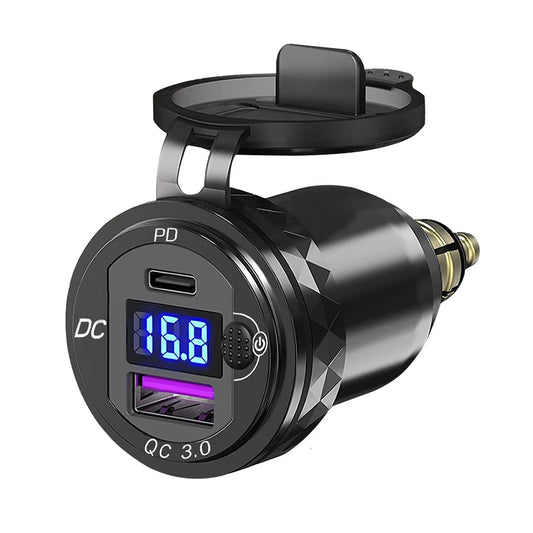 30W QC3.0 USB Type C PD Fast Charger Hella DIN Plug for BMW Ducati Triumph