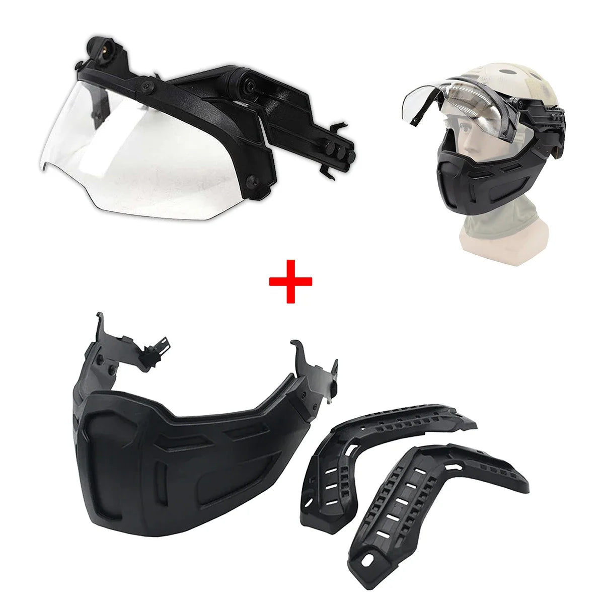 Tactical FAST Helmet Half Face Mask with Flip Goggles for Airsoft Paintball Hunting