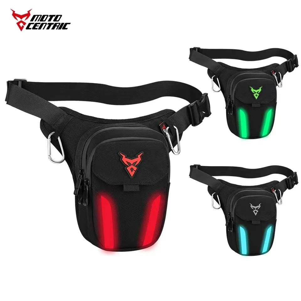 Waterproof Motorcycle Drop Leg Bag with LED Light - Moto Pack for Outdoor Sports