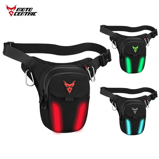 Waterproof Motorcycle Drop Leg Bag with LED Light - Moto Pack for Outdoor Sports