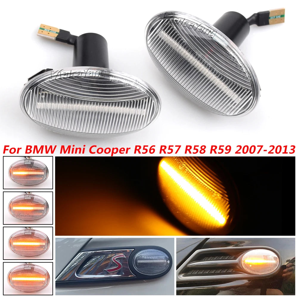 Pair Dynamic LED Side Marker Light Indicator for BMW MINI Cooper R55 R56 R57 R58