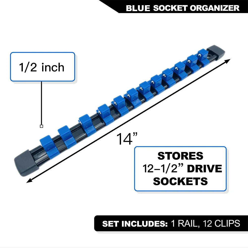ABS Socket Organizer Rails - 1/4", 3/8", 1/2" Tool Box Rail Track Holder