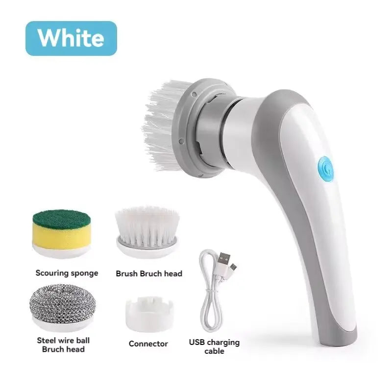3-in-1 Electric Cleaning Brush - Rotating Sponge & Wire Brush, USB Rechargeable
