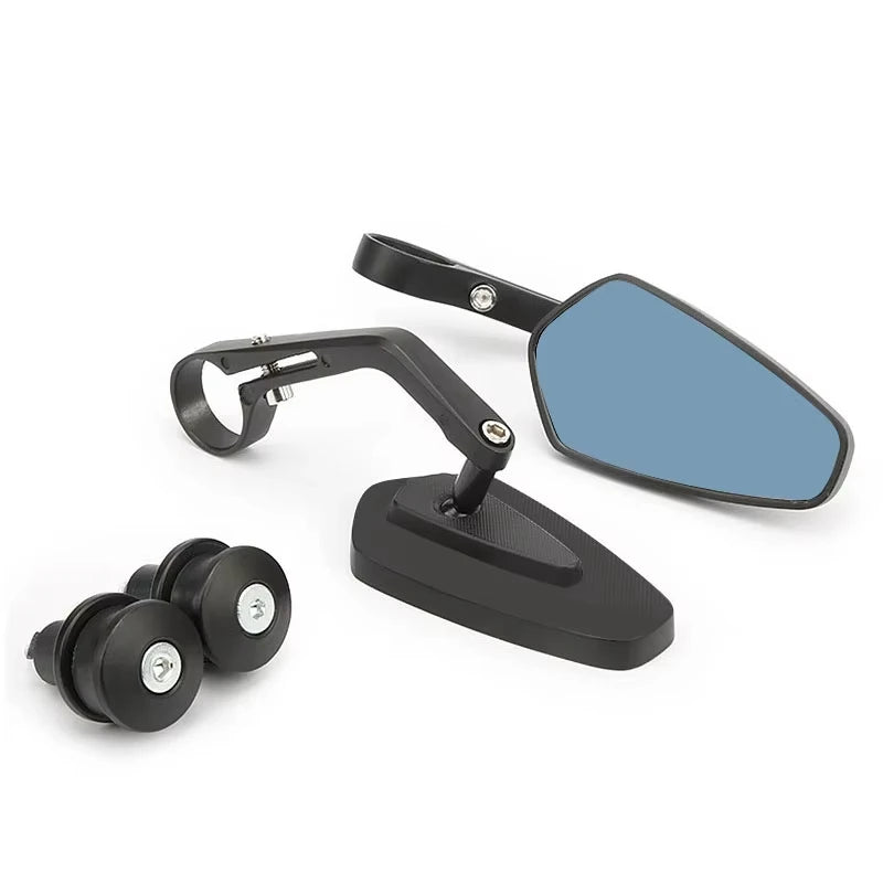 Pair 7/8" Motorcycle Handle bar End Mirrors with Smoke Blue Lens, Universal Fit