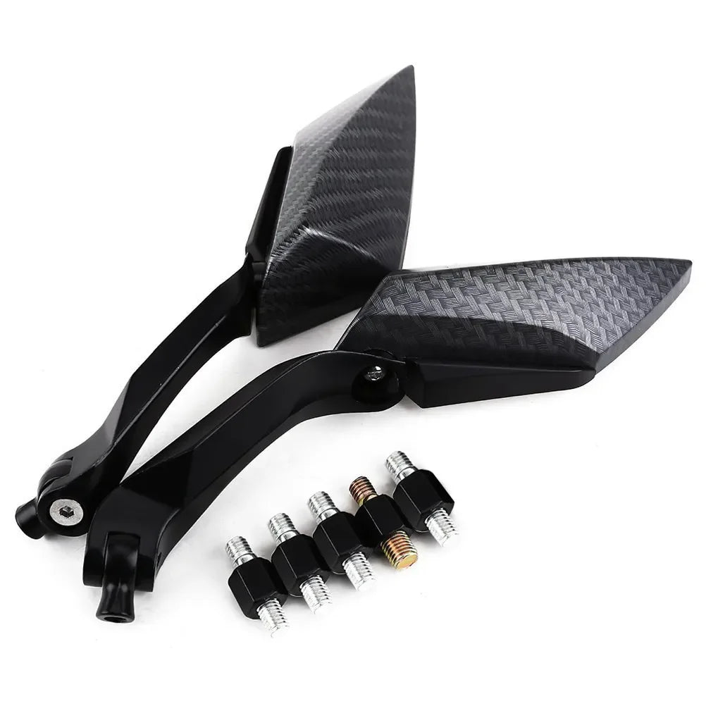 Pair Universal Carbon effect Adjustable Mirrors Motorcycle ADV Touring Scooters