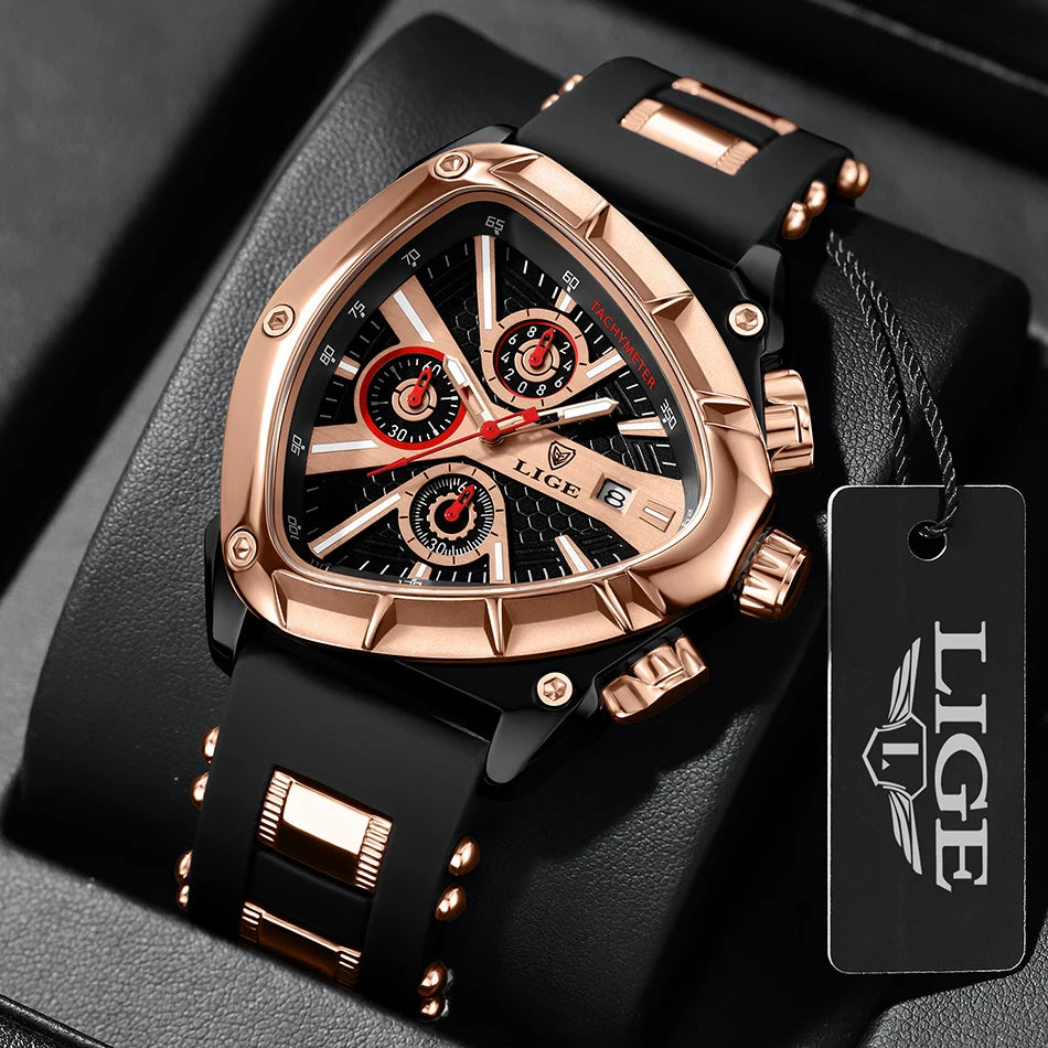 LIGE Original Luxury Men's Watch with Box choice of finish, Perfect Gift