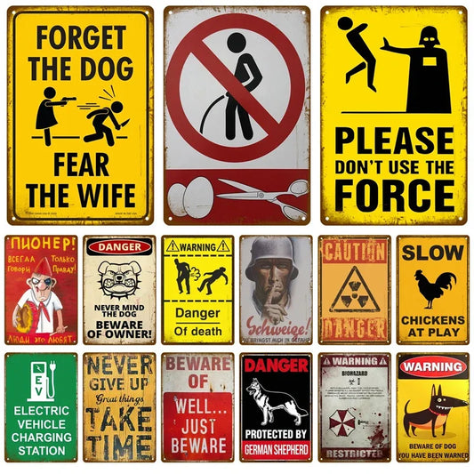 Warning Danger Beware Metal Sign,  Home Wall Decor Bar, Club, Man Cave Gift