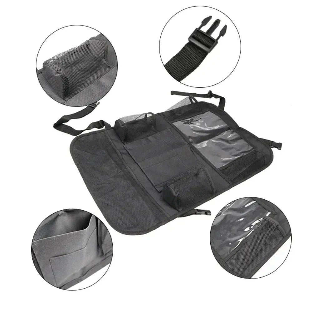 Car Seat Back Organizer w/ 9 Pockets & Tablet Holder – Kids Protector Mat