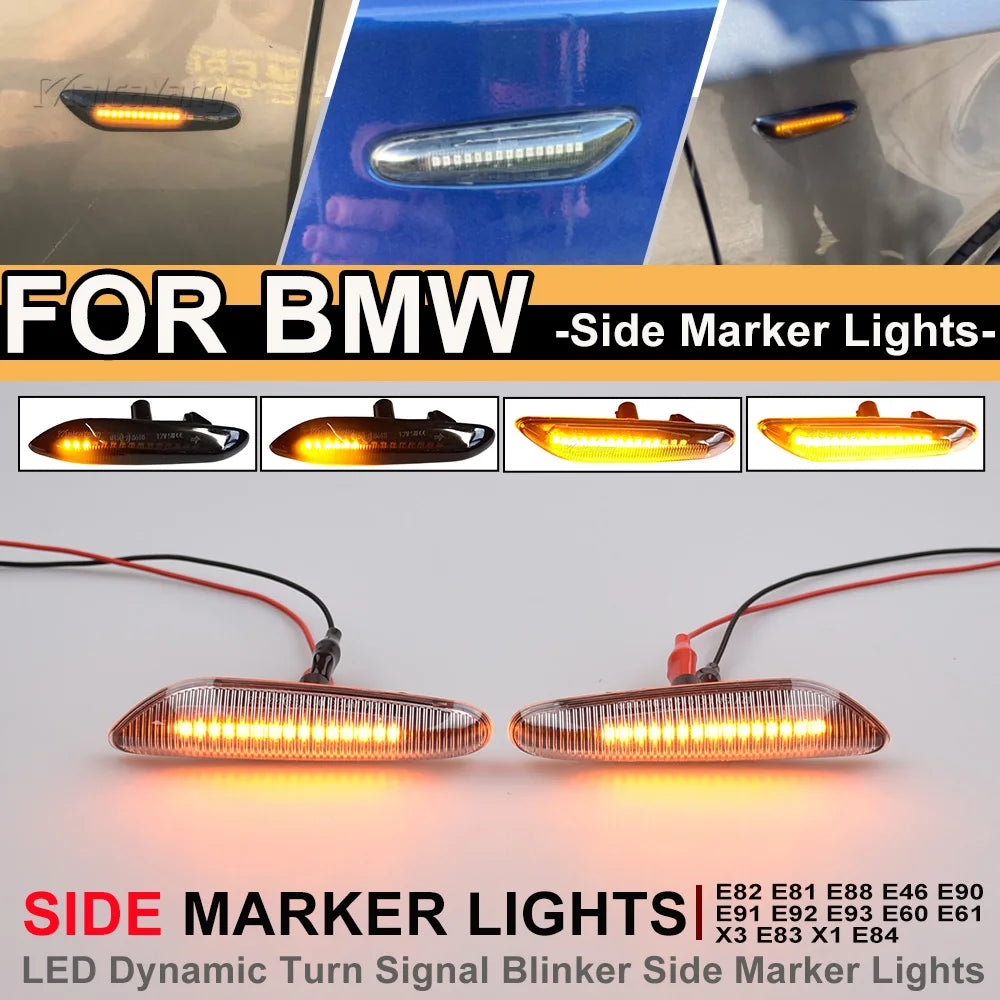 Sequential LED Turn Signal Side Marker Lights for BMW X3 X1 E46 E90 E92 E87 E88