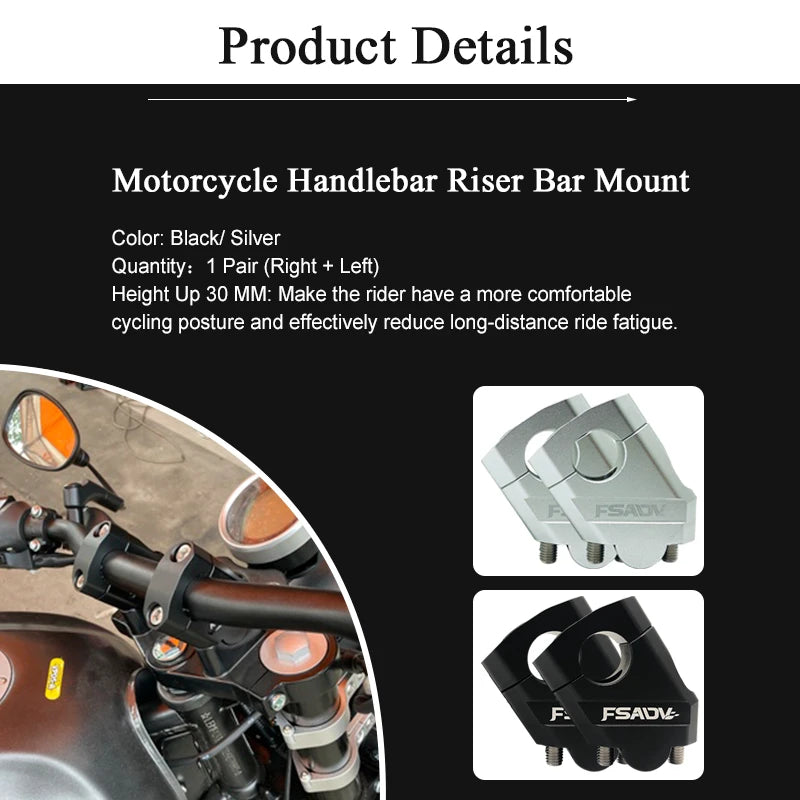 22mm/28mm Motorcycle Handlebar Riser Clamp Mount Motocross BMW universal Honda