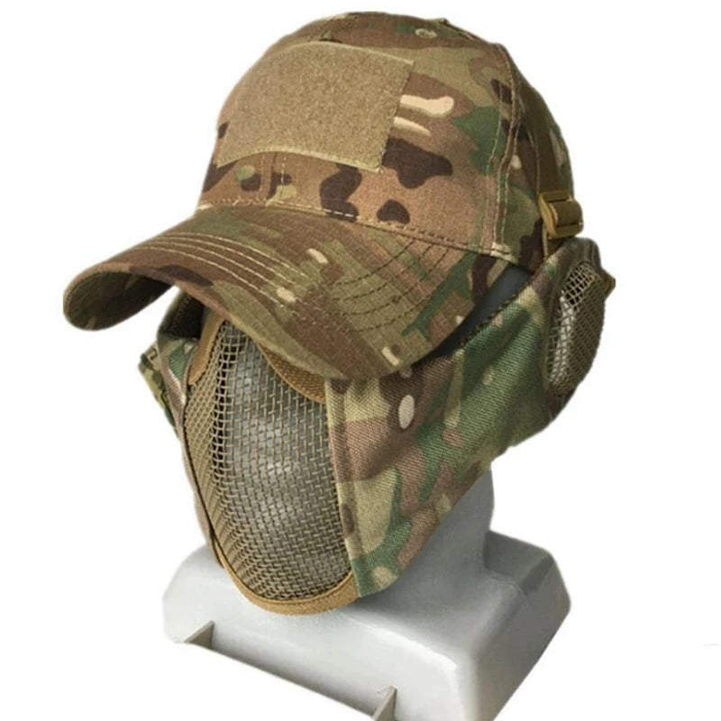 Airsoft Mesh Face Mask with Ear Protection Tactical Paintball Gear