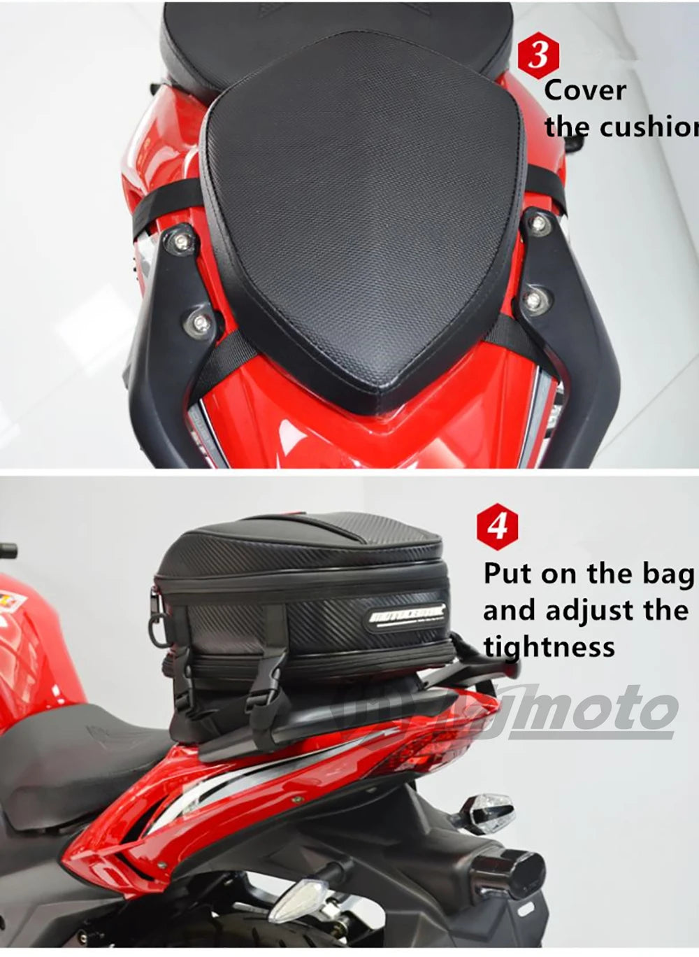 15L Motorcycle Tail Bag Waterproof Rear Seat Backpack Helmet Storage expandable