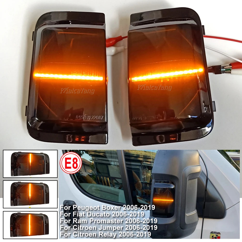 2pcs LED Dynamic Turn Signal Mirror Light For Peugeot Boxer Fiat Ducato Jumper