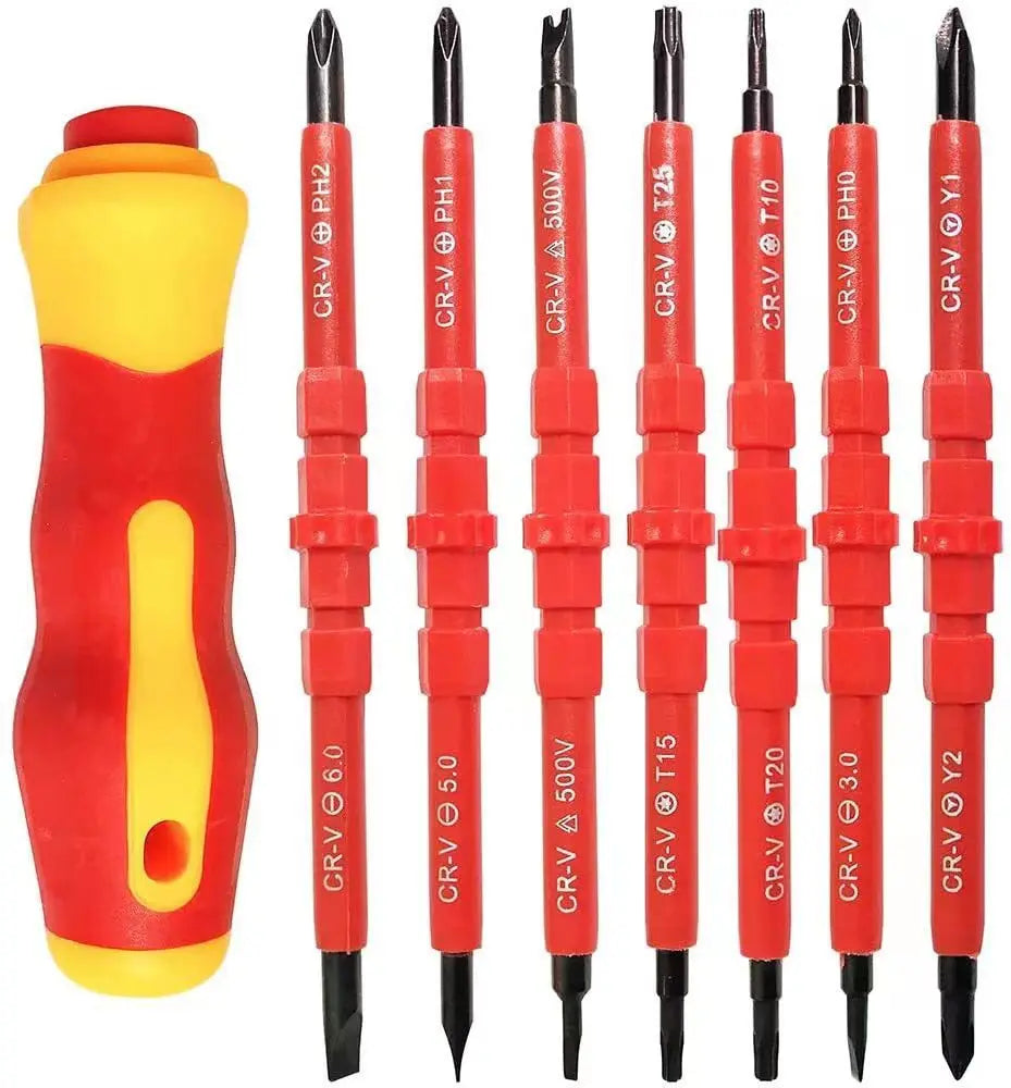 14pc VDE 500v Insulated Screwdriver Set With Tester Pen Electricians Hand Tools