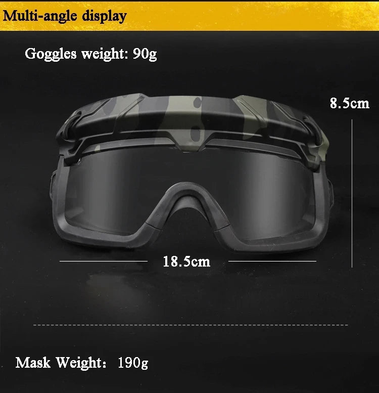 Airsoft Paintball Mask & Goggles Set Half Face Tactical Halloween Eye Protection