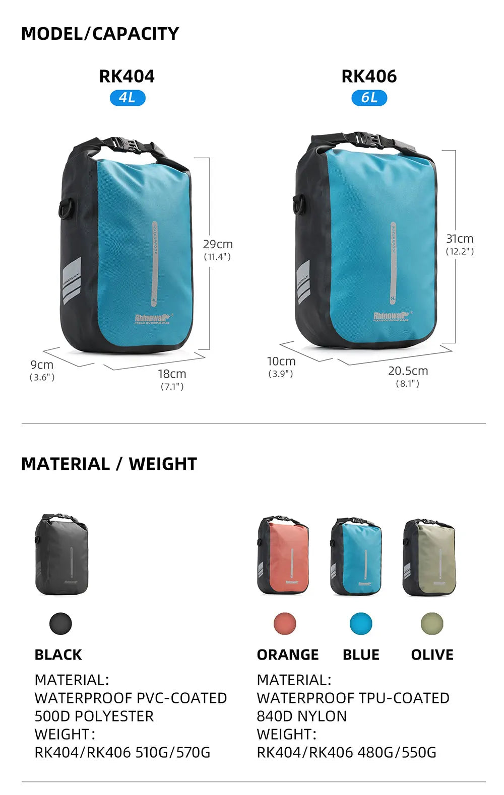 Rhinowalk Waterproof 4L-6L Bike Fork Bag Quick Release Shoulder Pack MTB Road