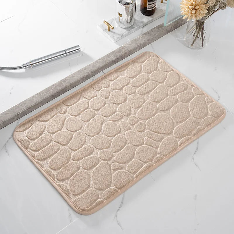 Cobblestone Memory Foam Bath Mat - Non-Slip Super Soft Bathroom Rug 40x60cm