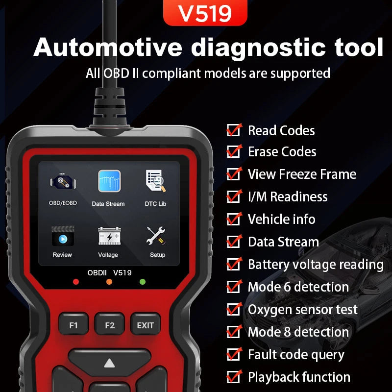 OBD2 V519 Scanner Pro OBDII Diagnostic Check Engine Light Read/Erase Codes