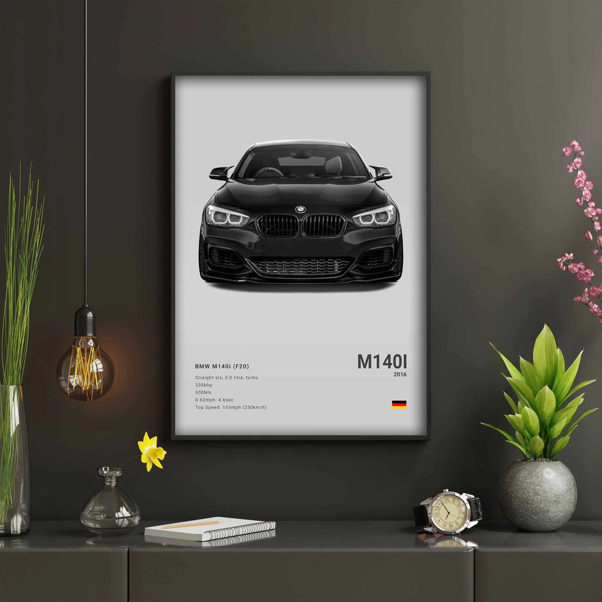 Pop B&W Luxury Car Canvas Poster Mancave Supercar MSport F80 M3 M140 GTR F87 G80