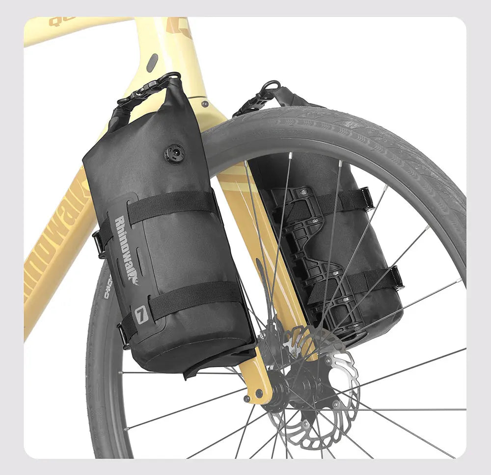 Rhinowalk 4L/7L Waterproof Bike Fork Bag Cage Mount Front Rack MTB RoadTour