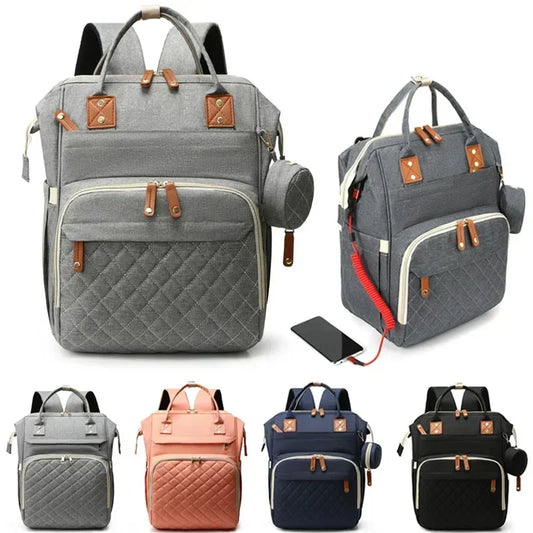Large USB Mummy Diaper Change Bag - Waterproof, Functional, Stylish Backpack