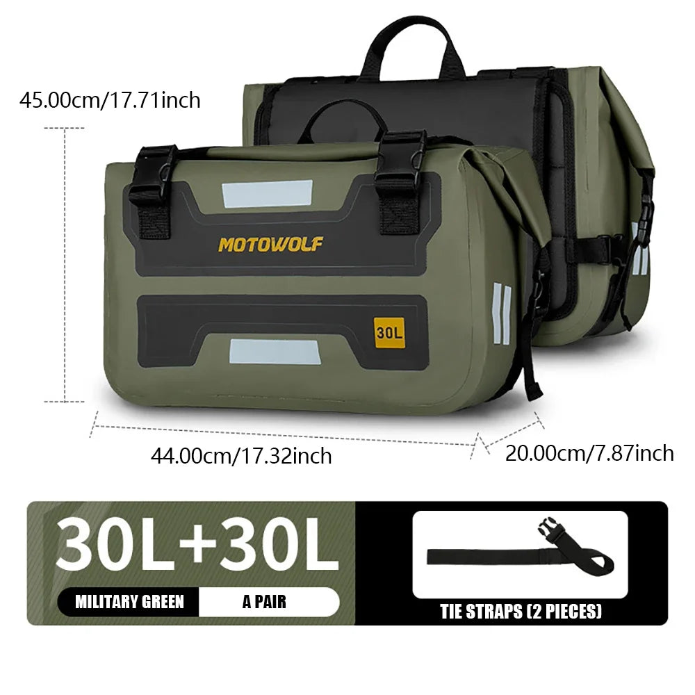 Waterproof Motorcycle Saddlebags 40L 60L 66L Luggage Touring Adventure IP68