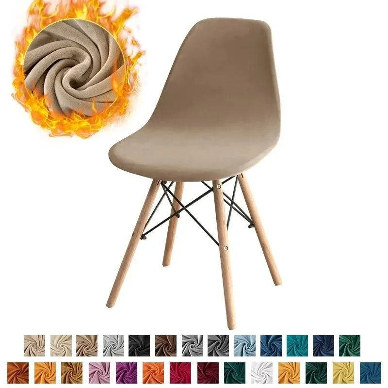 Velvet Shell Chair Cover - Stretch Armless Dining, Home, Wedding, Banquet, Hotel