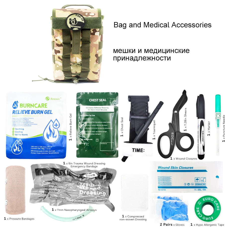Tactical First Aid Kit Portable Trauma IFAK Emergency Molle Pouch for Hiking