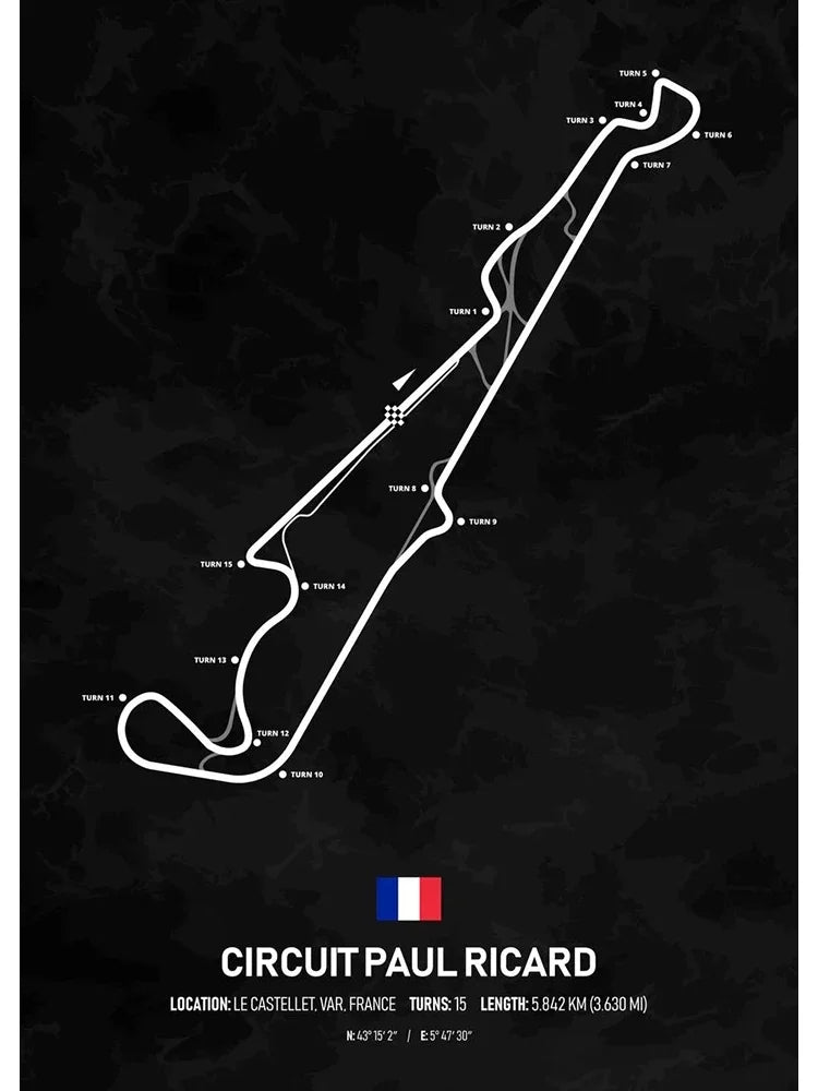 F1 Racing Track Poster Canvas Prints Monaco, Silverstone, Spa, Le Mans - Mancave