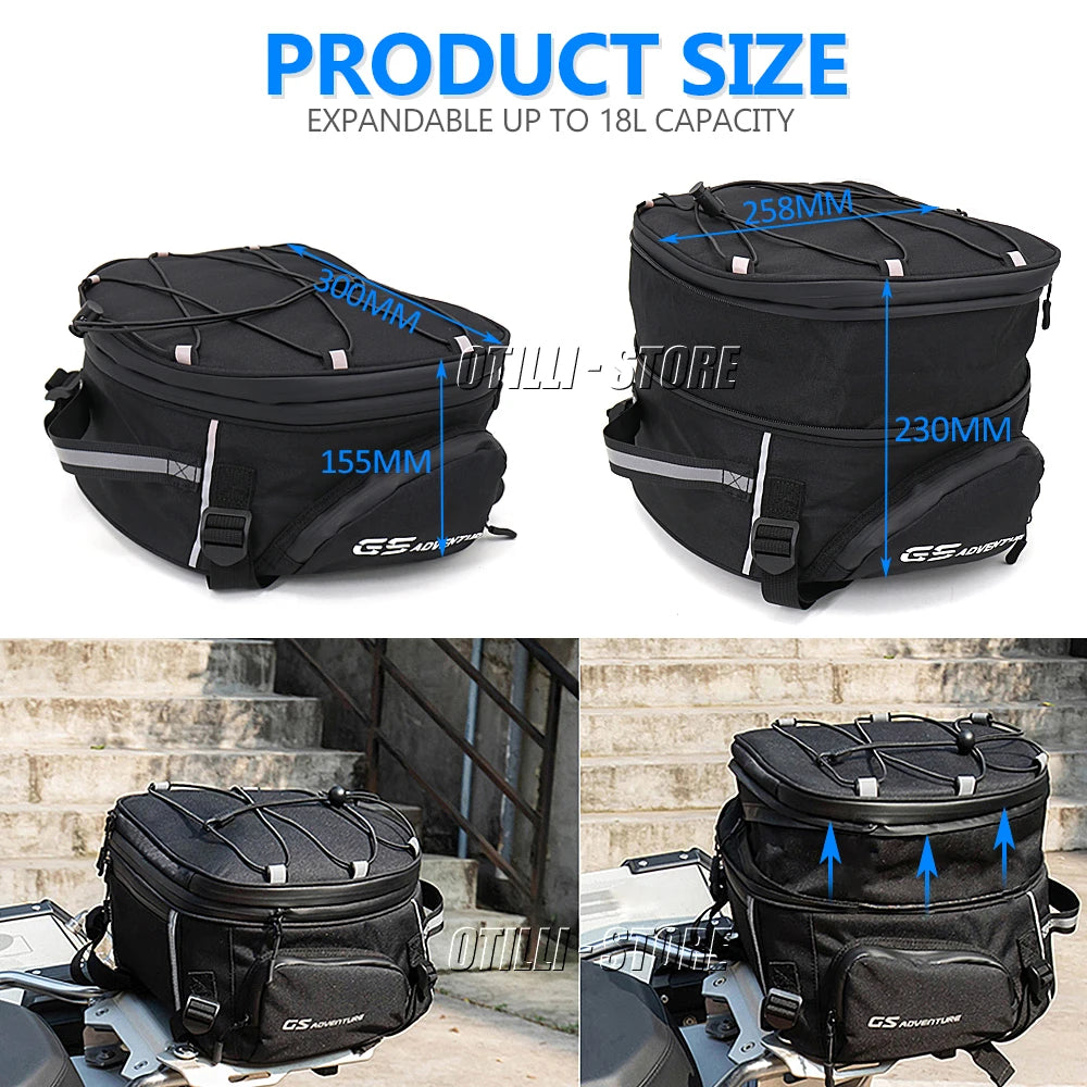Waterproof Motorcycle Tail Bag 18L Rear Seat Bag for BMW R1200GS R1250GS F850GS