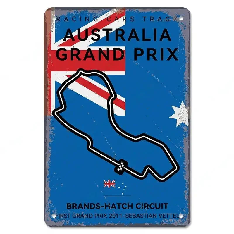 Vintage Race Track Metal sign F1 Aluminium Plaque Garage, Mancave, Home, Office