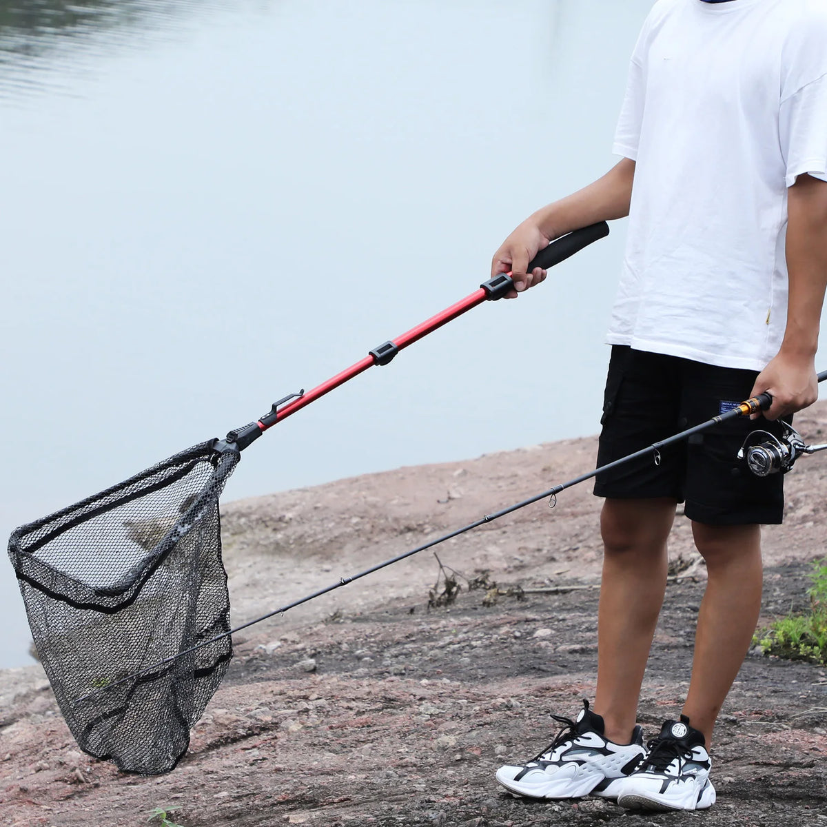 Portable Retractable Fishing Net 75/95/115cm for Bass, Carp, Trout, Multifilament