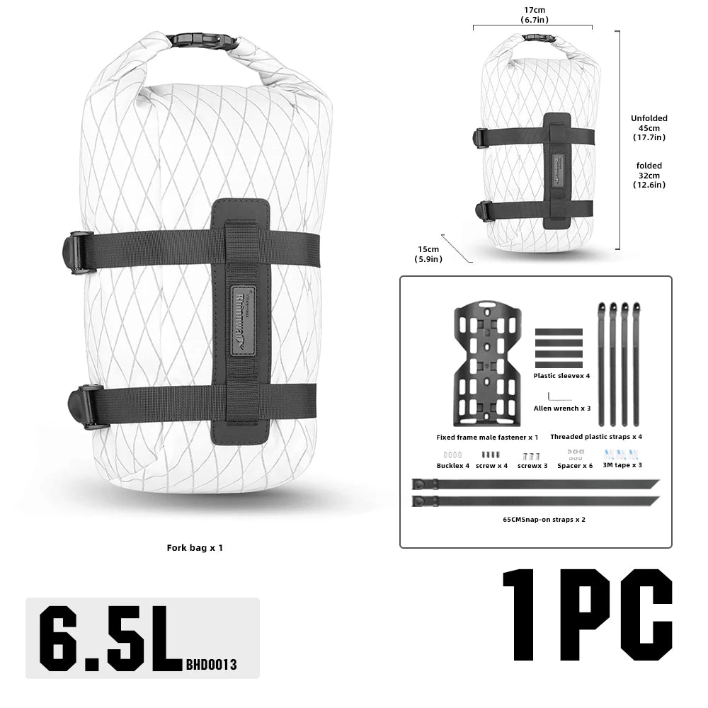 Rhinowalk 6.5L Bike Fork Bag Waterproof Roll Top Front Rack Pack MTB Cycling