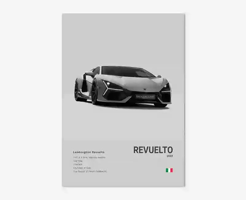 B&W Canvas Poster Luxury Supercar Lamborghini SUV SVJ Wall Art Garage Mancave