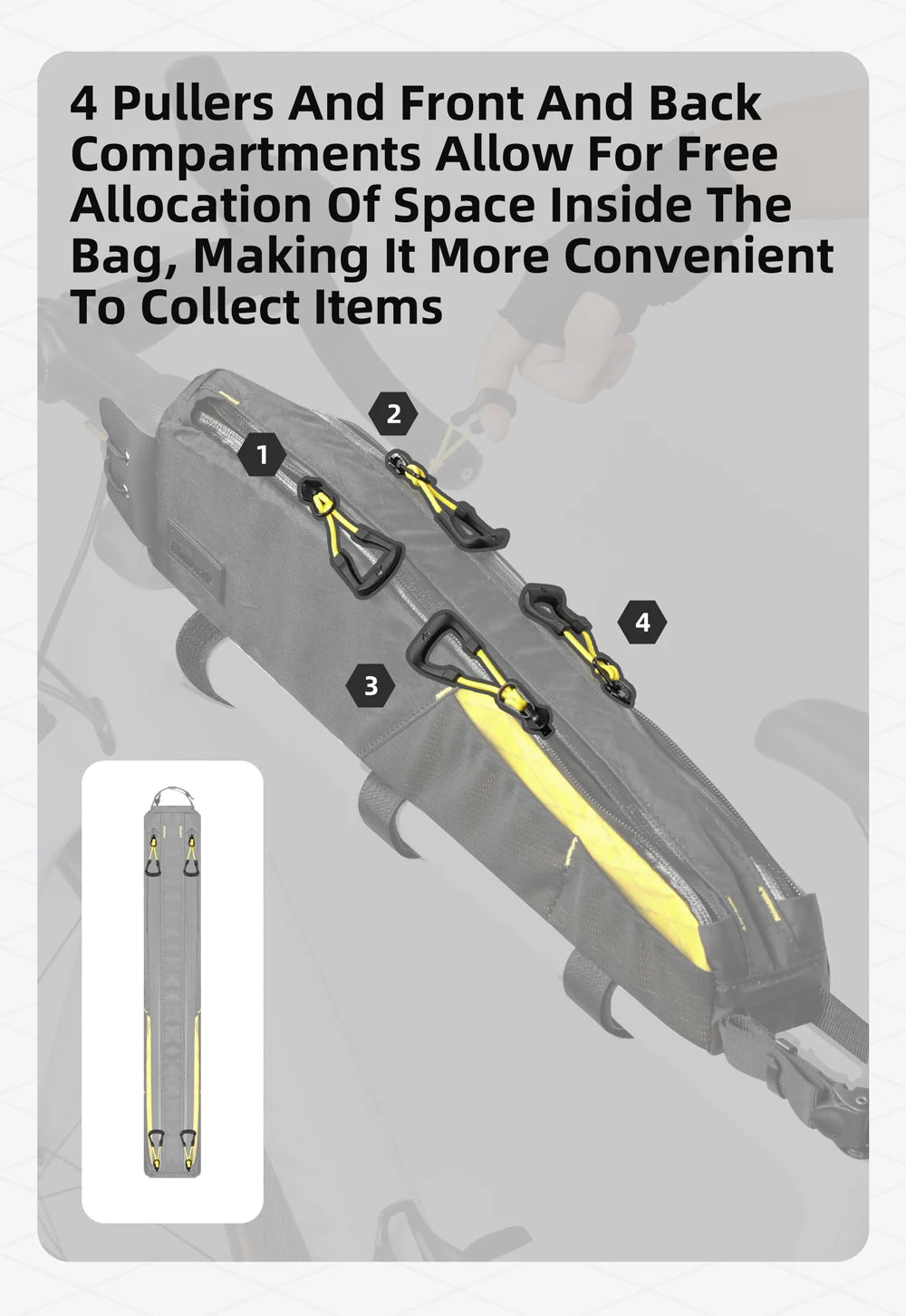 Rhinowalk 2.1L Waterproof Bike Top Tube Bag MTB Gravel Frame Storage Pouch