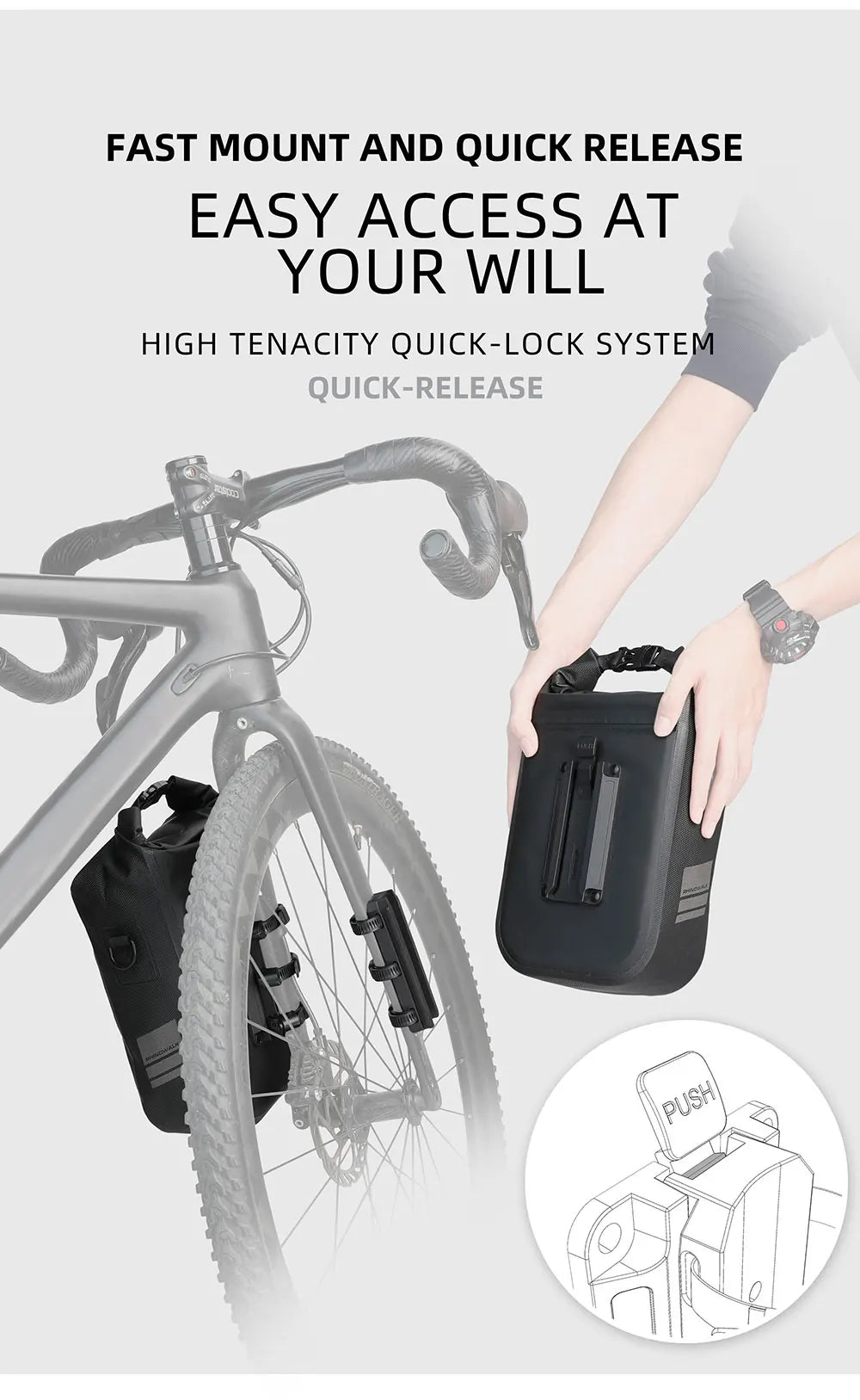 Rhinowalk Waterproof 4L-6L Bike Fork Bag Quick Release Shoulder Pack MTB Road
