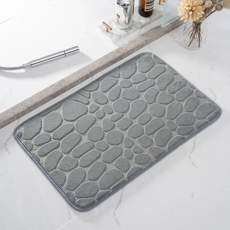 Cobblestone Memory Foam Bath Mat - Non-Slip Super Soft Bathroom Rug 40x60cm