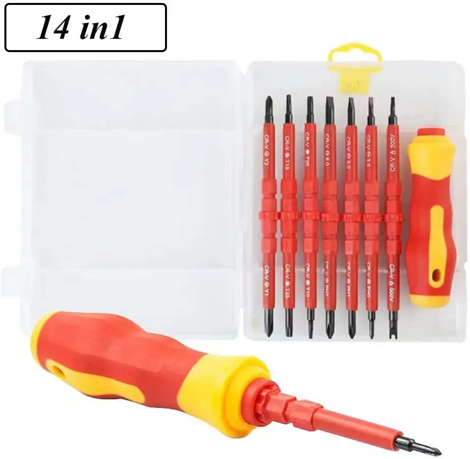 14pc VDE 500v Insulated Screwdriver Set With Tester Pen Electricians Hand Tools