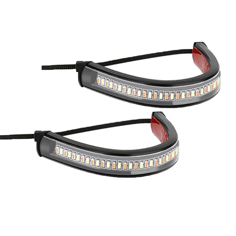 2PCS 12V LED Fork Strip Turn Signal DRL Lights Amber/White for Motorcycle