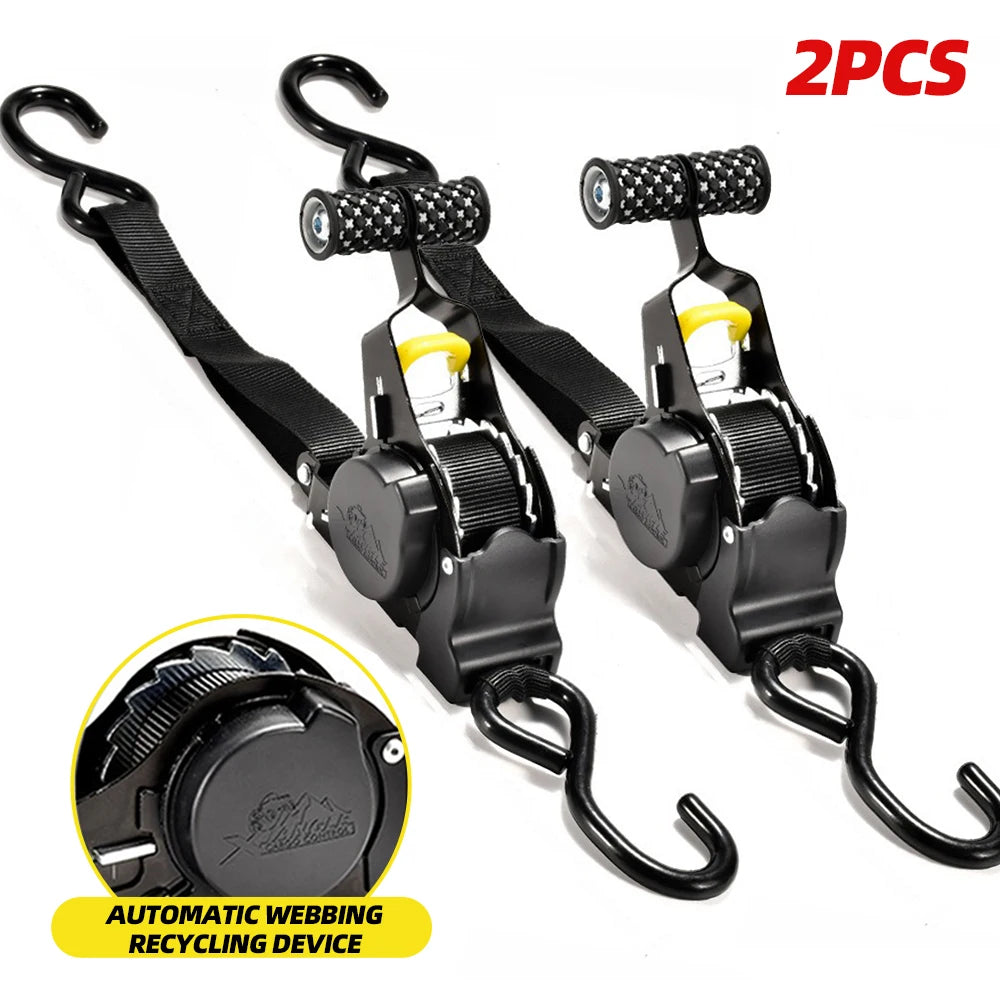 Retractable Ratchet Strap Auto Tie Down Load for Car Van Trailer Motorcycle