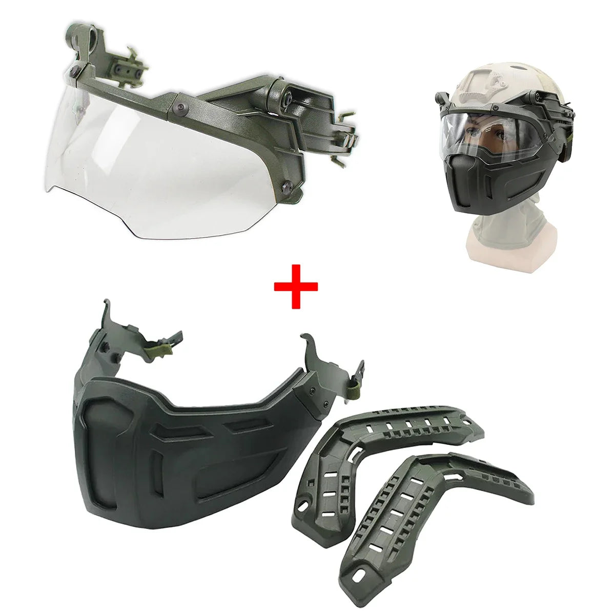 Tactical FAST Helmet Half Face Mask with Flip Goggles for Airsoft Paintball Hunting