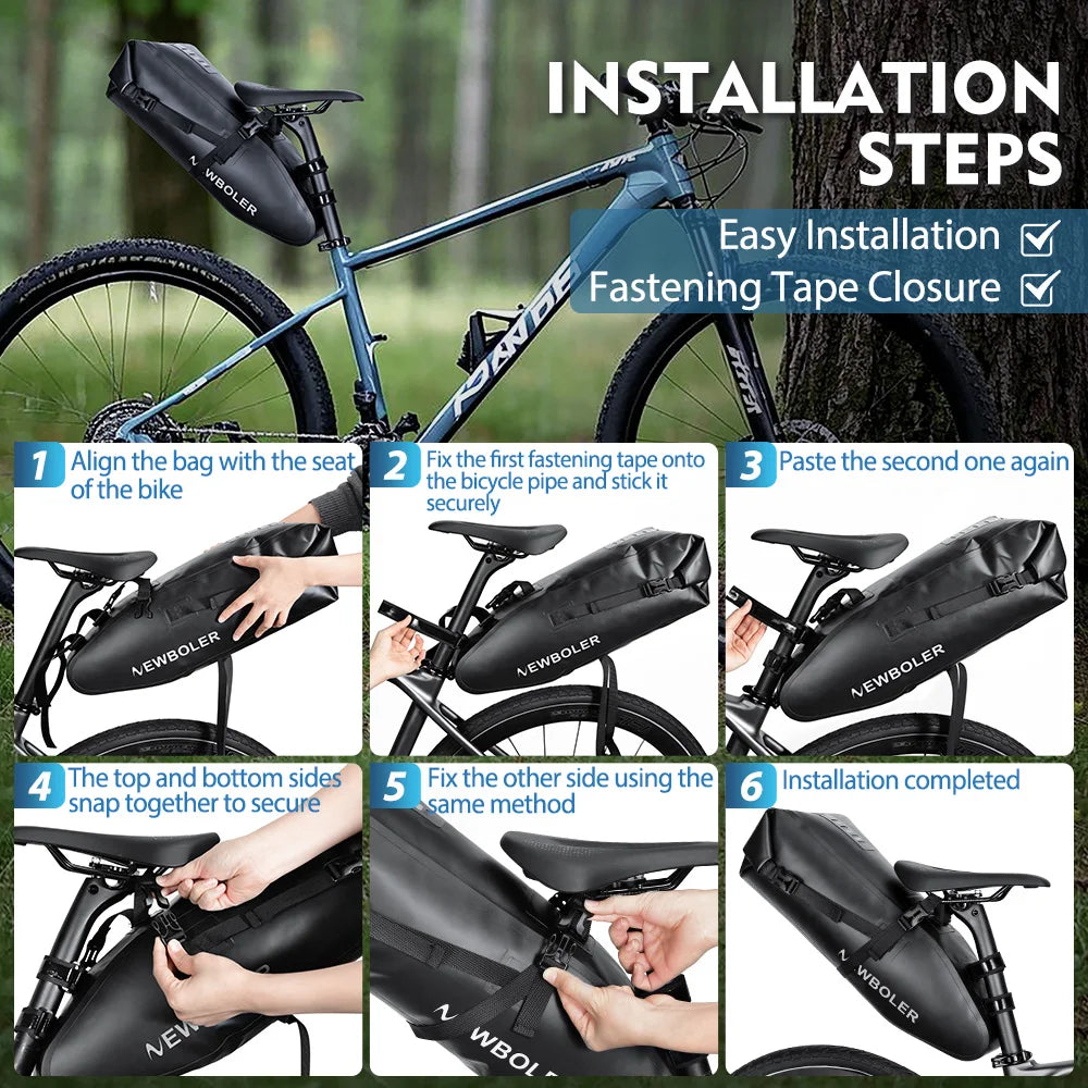 13L Waterproof Bicycle Saddle Tail Bag MTB Road Bike Luggage Touring eatpost