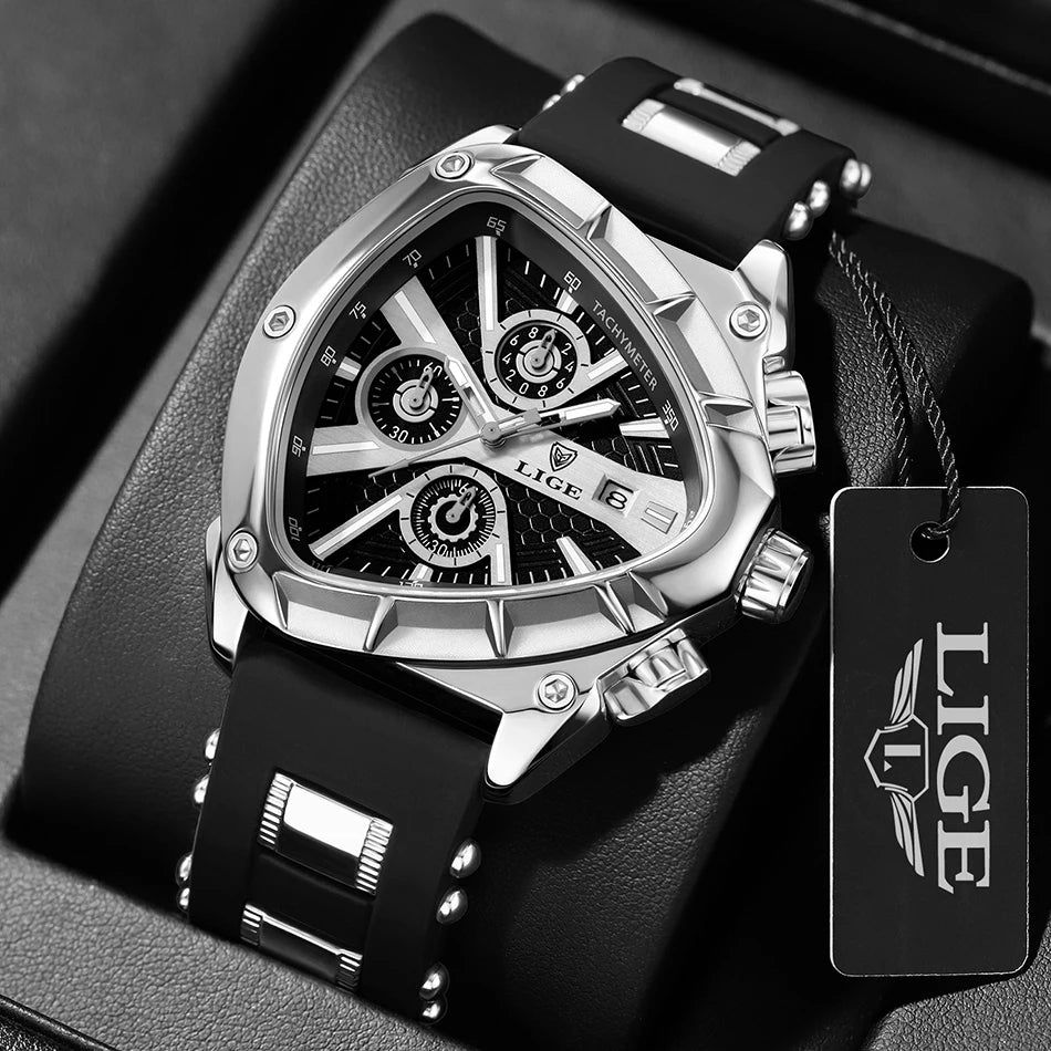 LIGE Original Luxury Men's Watch with Box choice of finish, Perfect Gift