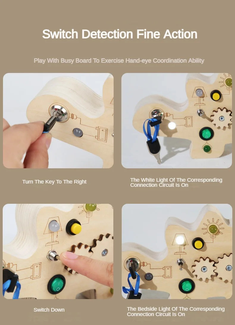 Montessori Busy Board LED Circuit Autism Sensory Cognitive Skill & Fine Motor Toy