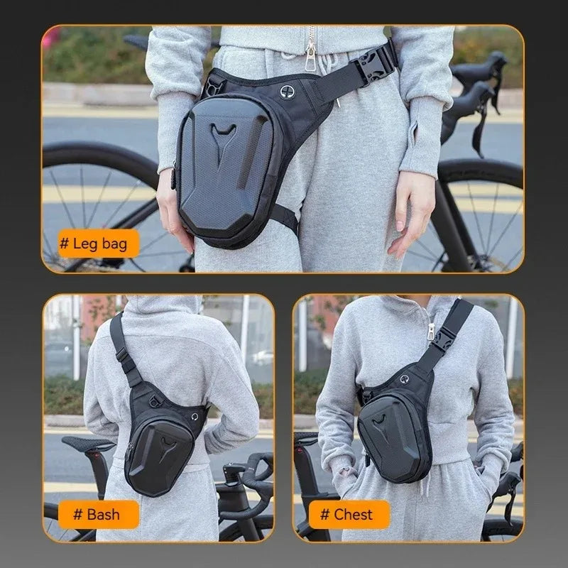 Motorcycle Leg Side Bag - Waterproof EVA Hard Shell Cycling Pack Waist storage