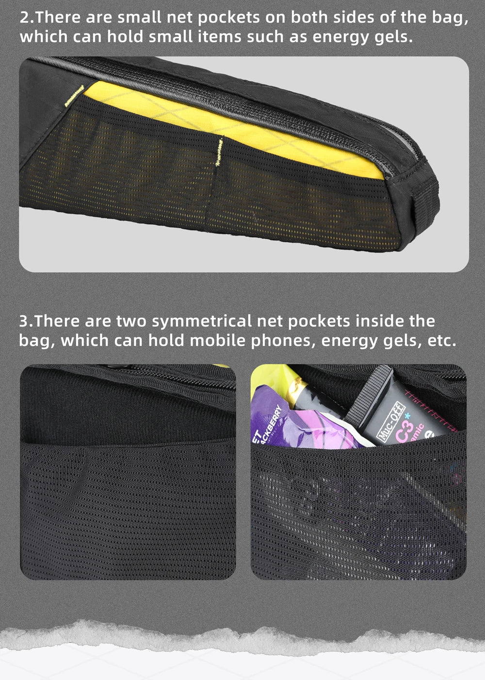 Rhinowalk 2.1L Waterproof Bike Top Tube Bag MTB Gravel Frame Storage Pouch