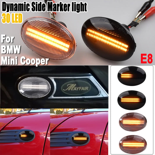 Pair Dynamic LED Side Marker Light Indicator for BMW MINI Cooper R55 R56 R57 R58