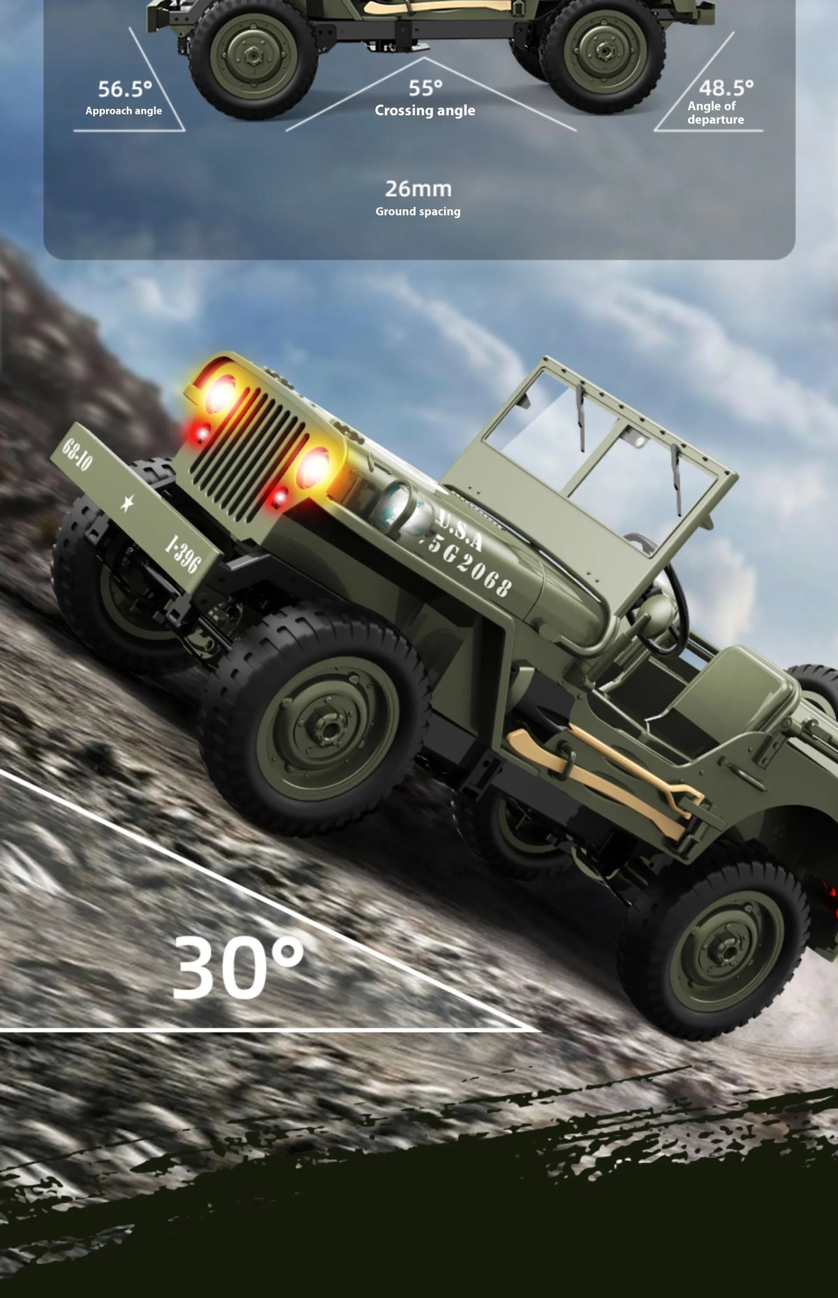 JJRC C8815 1/10 4WD RC Military Jeep style Truck RTR Off-Road Crawler upto 100m