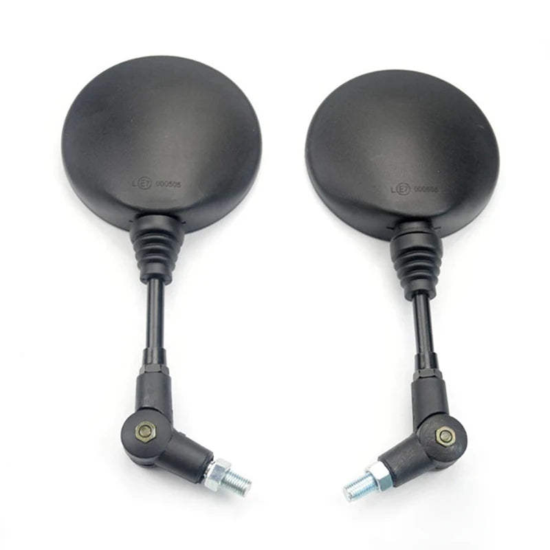 2pcs Foldable Round 10MM Motorcycle Rearview Mirrors - Universal Fit Black