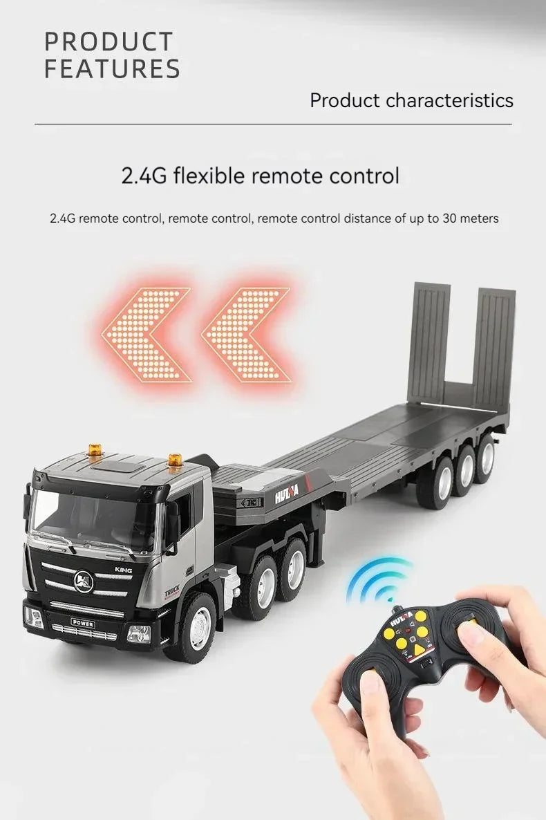 Huina 1318 1:24 RC Unit+Trailer Truck Flatbed 2.4G RC Articulated Toy Gift